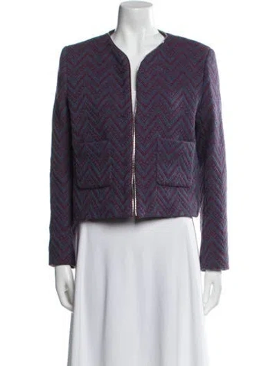 Pre-owned Sandro Printed Evening Jacket In Blue