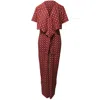 Sandro Printed Flowy Jumpsuit In Red Polyester In Red