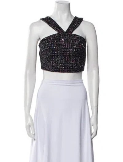 Pre-owned Sandro Printed Halterneck Crop Top W/ Tags In Multi