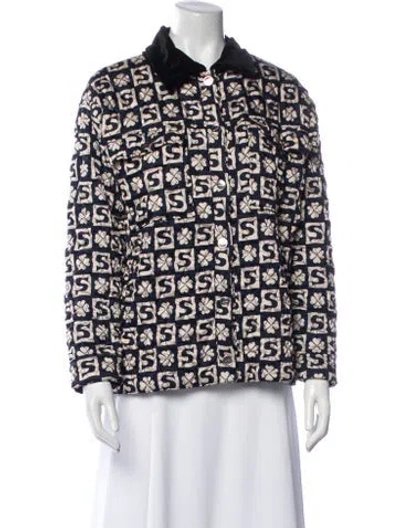 Pre-owned Sandro Printed Jacket In Blue