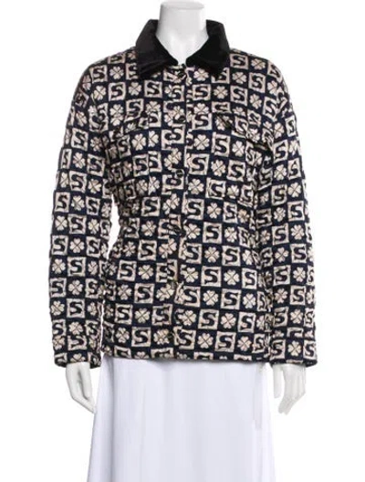 Pre-owned Sandro Printed Jacket In Neutral