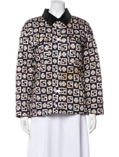 Pre-owned Sandro Printed Jacket In Neutral