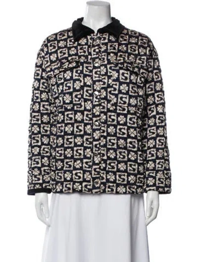 Pre-owned Sandro Printed Jacket In Neutral