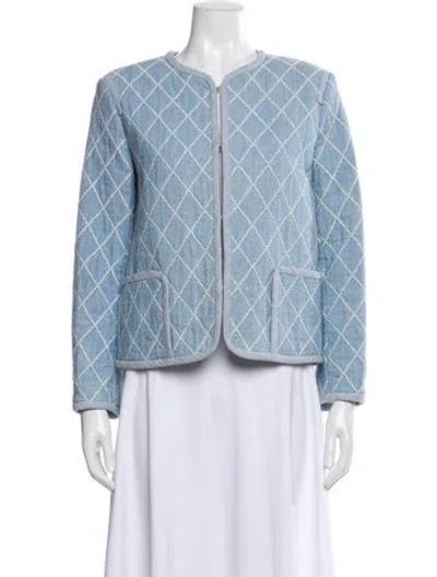 Pre-owned Sandro Printed Jacket W/ Tags In Blue