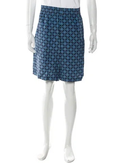 Pre-owned Sandro Printed Jogger Shorts W/ Tags In Blue