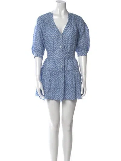 Pre-owned Sandro Printed Knee-length Dress In Blue