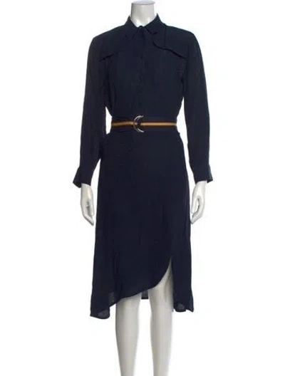 Pre-owned Sandro Printed Knee-length Dress In Blue