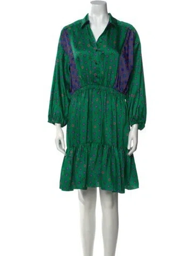 Pre-owned Sandro Printed Knee-length Dress In Green