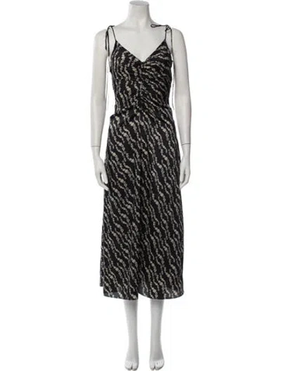 Pre-owned Sandro Printed Long Dress In Black
