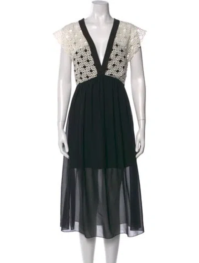 Pre-owned Sandro Printed Long Dress In Black