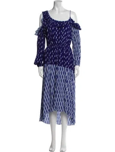 Pre-owned Sandro Printed Long Dress In Blue