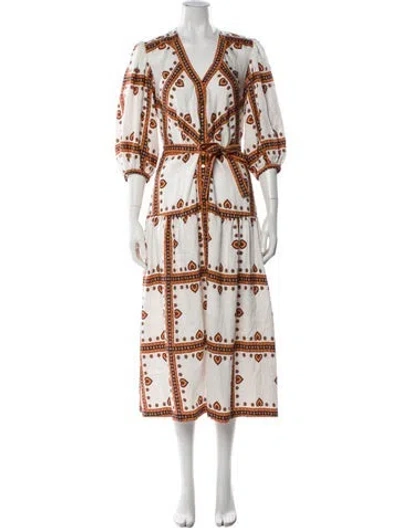 Pre-owned Sandro Printed Long Dress In Brown