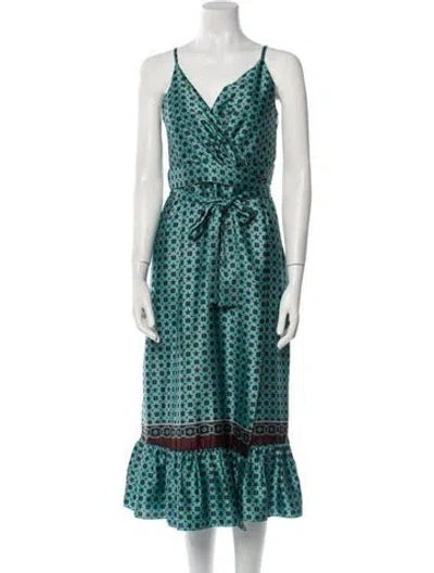 Pre-owned Sandro Printed Long Dress In Green