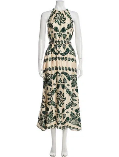 Pre-owned Sandro Printed Long Dress In Green