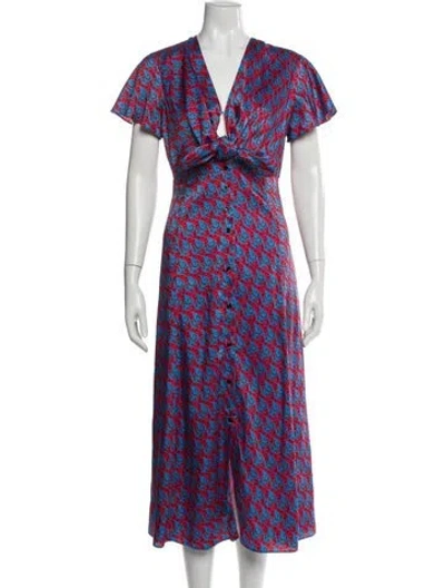 Pre-owned Sandro Printed Long Dress In Multi