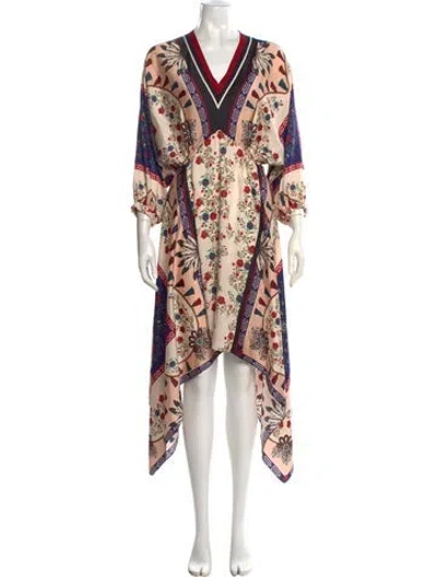 Pre-owned Sandro Printed Long Dress In Neutral