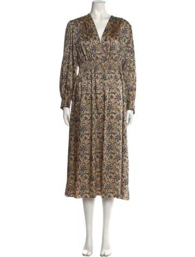 Pre-owned Sandro Printed Long Dress In Neutral