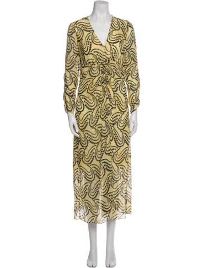 Pre-owned Sandro Printed Long Dress In Neutral