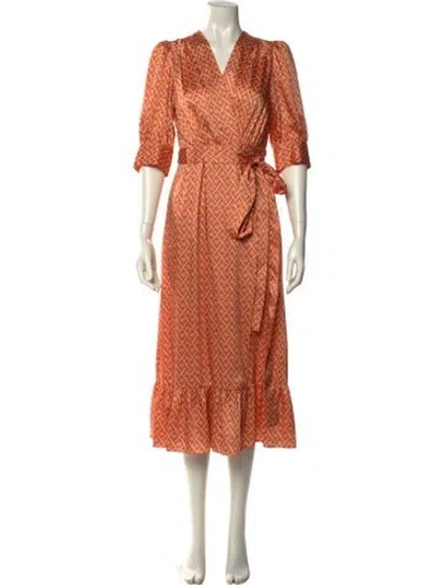 Pre-owned Sandro Printed Long Dress In Orange