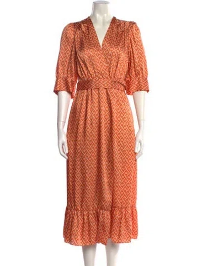 Pre-owned Sandro Printed Long Dress In Orange