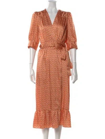 Pre-owned Sandro Printed Long Dress In Orange