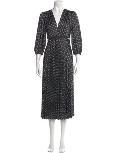 Pre-owned Sandro Printed Long Dress W/ Tags In Black