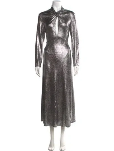 Pre-owned Sandro Printed Long Dress W/ Tags In Black