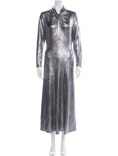 Pre-owned Sandro Printed Long Dress W/ Tags In Black