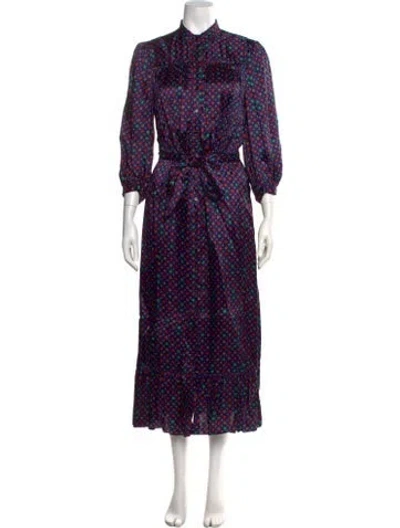 Pre-owned Sandro Printed Long Dress W/ Tags In Blue