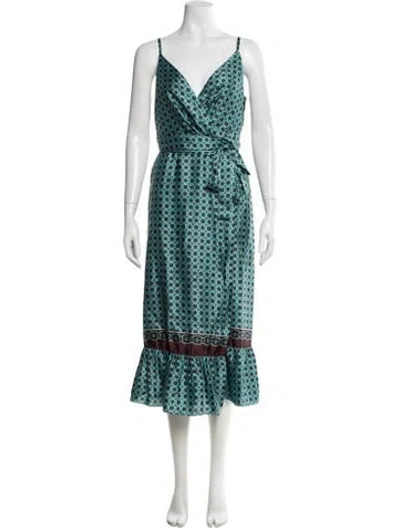 Pre-owned Sandro Printed Long Dress W/ Tags In Blue