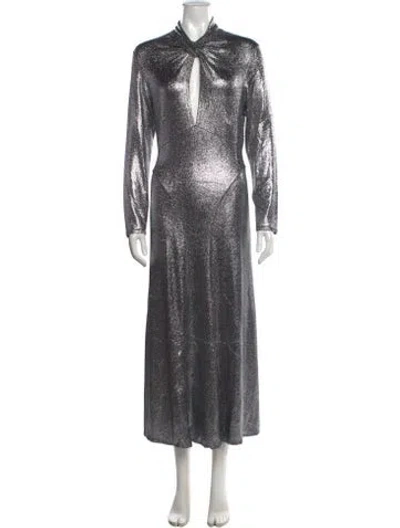 Pre-owned Sandro Printed Long Dress W/ Tags In Gray