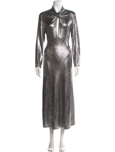Pre-owned Sandro Printed Long Dress W/ Tags In Gray