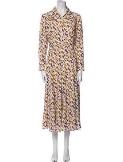 Pre-owned Sandro Printed Long Dress W/ Tags In Neutral