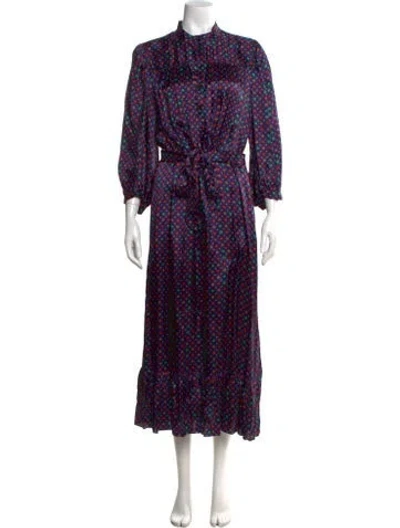 Pre-owned Sandro Printed Long Dress W/ Tags In Purple