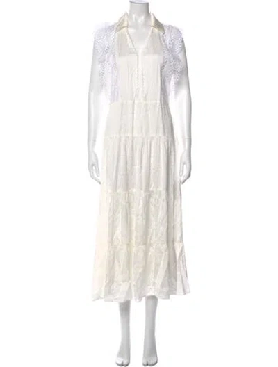 Pre-owned Sandro Printed Long Dress In White