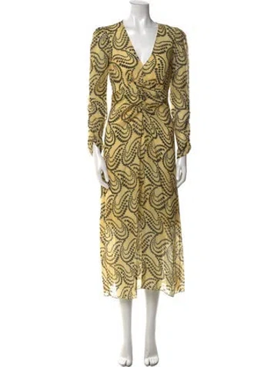 Pre-owned Sandro Printed Long Dress In Yellow
