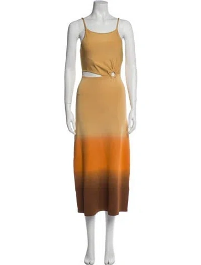 Pre-owned Sandro Printed Long Dress In Yellow