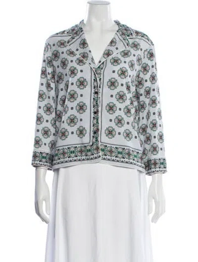 Pre-owned Sandro Printed Long Sleeve Blouse In Blue