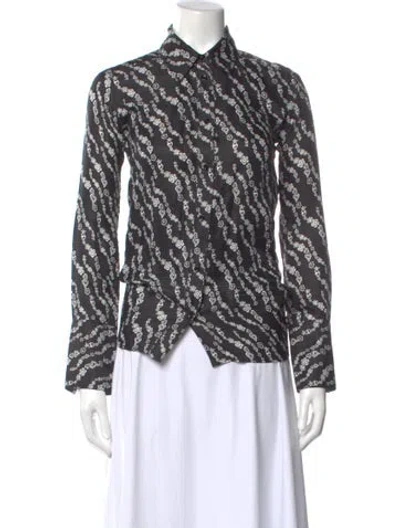 Pre-owned Sandro Printed Long Sleeve Blouse In Multi