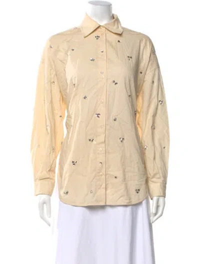 Pre-owned Sandro Printed Long Sleeve Blouse In Neutral