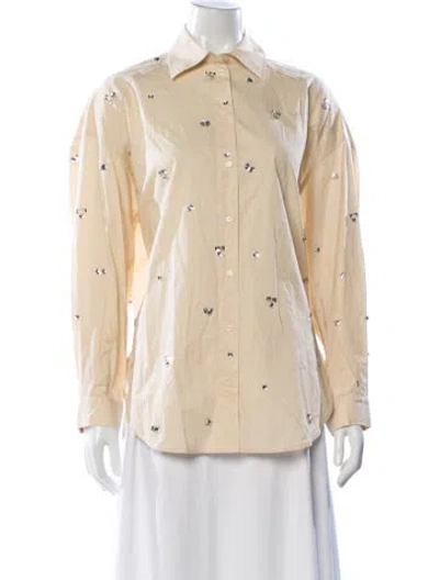 Pre-owned Sandro Printed Long Sleeve Button-up Top In Neutral