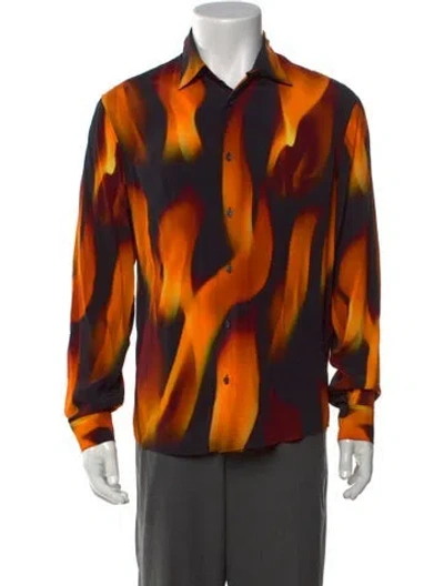 Pre-owned Sandro Printed Long Sleeve Dress Shirt In Multicolor