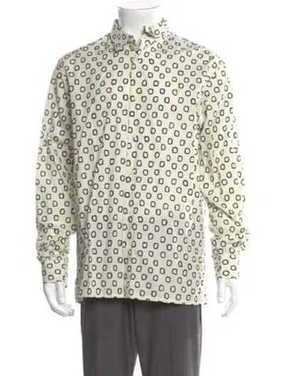 Pre-owned Sandro Printed Long Sleeve Dress Shirt W/ Tags In Neutral