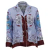 Sandro Printed Long Sleeve Pajama Blouse In Multicolor Polyester In Multi
