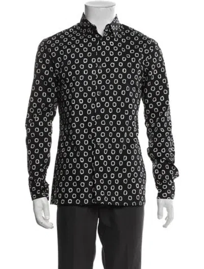 Pre-owned Sandro Printed Long Sleeve Shirt In Black