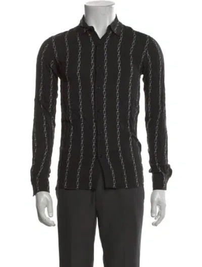 Pre-owned Sandro Printed Long Sleeve Shirt In Black