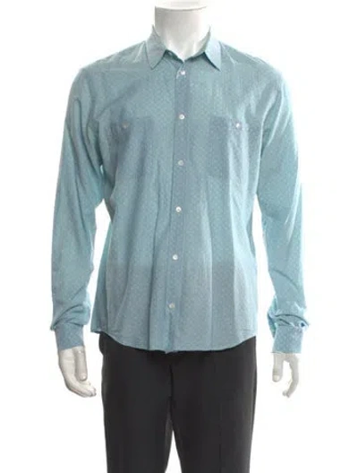 Pre-owned Sandro Printed Long Sleeve Shirt In Blue