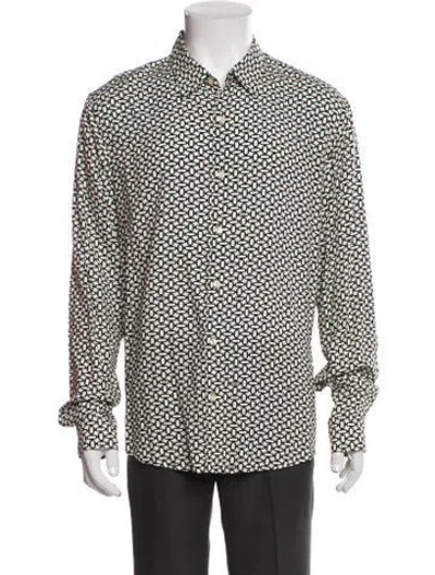 Pre-owned Sandro Printed Long Sleeve Shirt In Blue