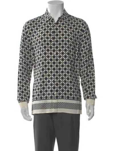 Pre-owned Sandro Printed Long Sleeve Shirt W/ Tags In Blue