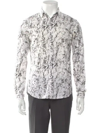 Pre-owned Sandro Printed Long Sleeve Shirt In White